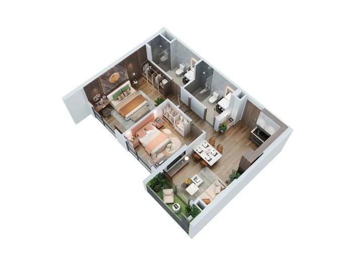 Căn hộ 2PN 63.2 m2